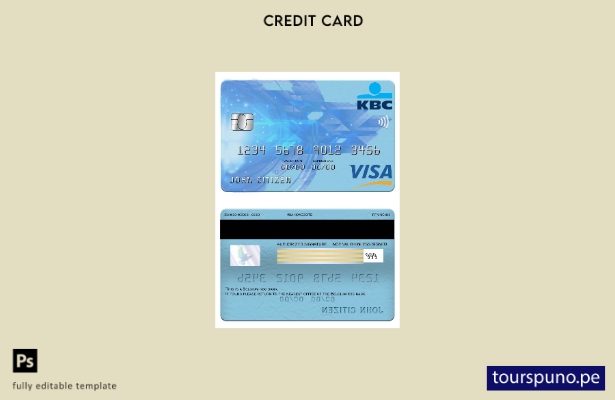 lista para imprimir plantilla de tarjeta visa bancaria KBC de Bélgica